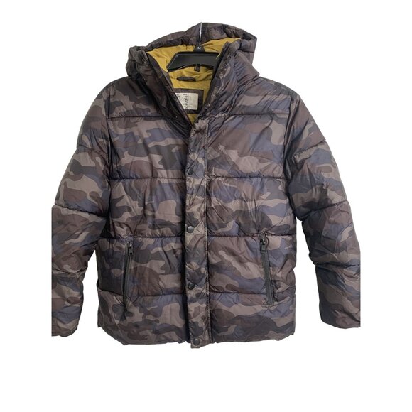 Zara Size 10 Boys Outdoor Camo Hooded Puffer Jacket Winter - Picture 1 of 9